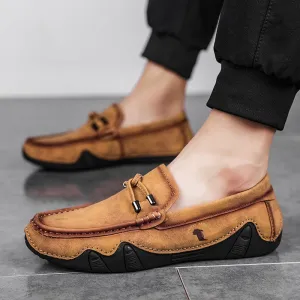 Luxury Italian Handmade Leather Loafers Slip-on Boat Shoes