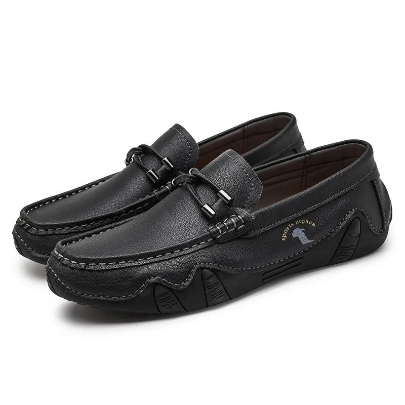 Luxury Italian Handmade Leather Loafers Slip-on Boat Shoes