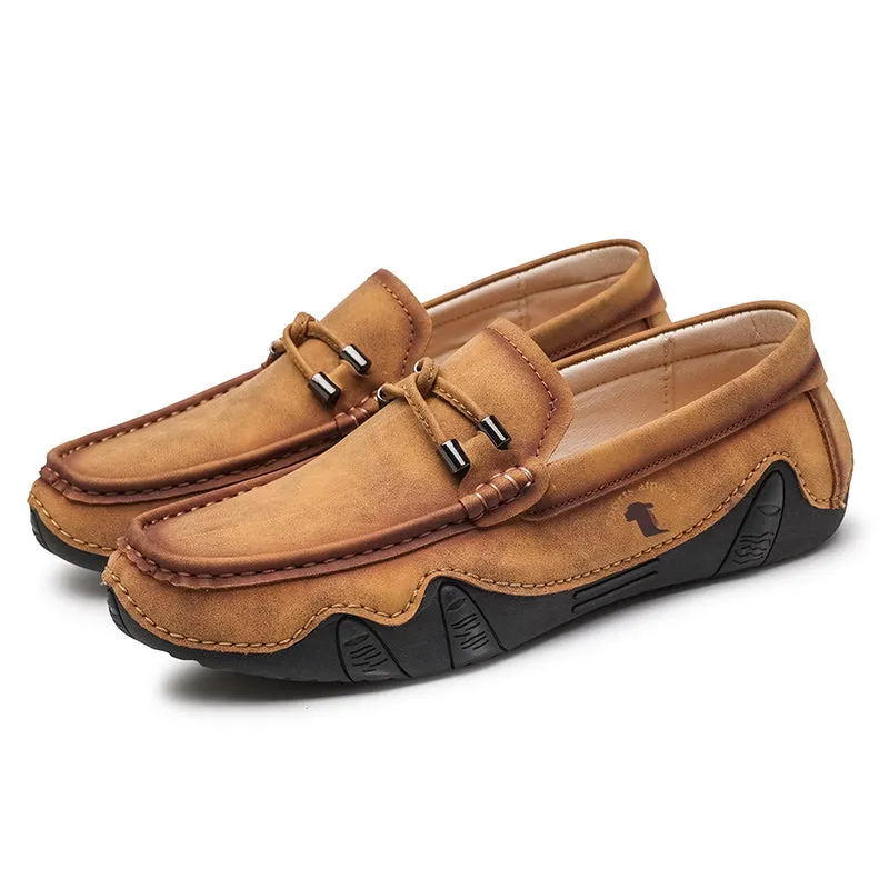 Luxury Italian Handmade Leather Loafers Slip-on Boat Shoes