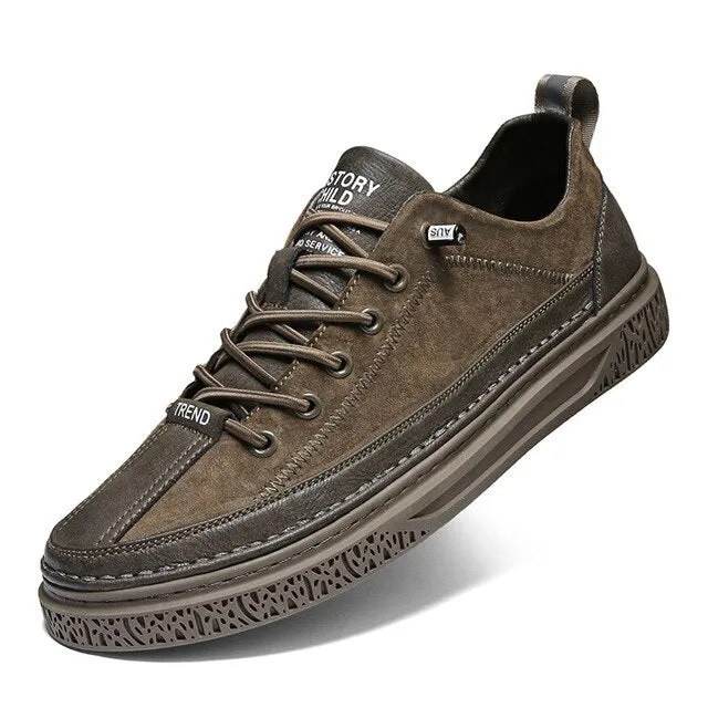 Luxury Suede Leather Men Handmade Shoes Flats Casual Men's Canvas Shoes Breathable Men's Business Walking Shoes Zapatos De Mujer