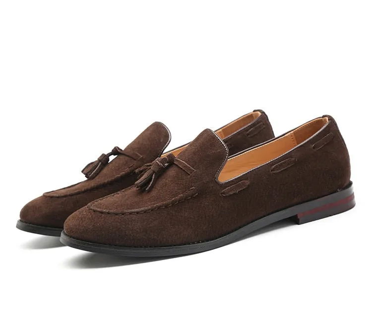 Men's Brown Suede Faux Leather Loafers