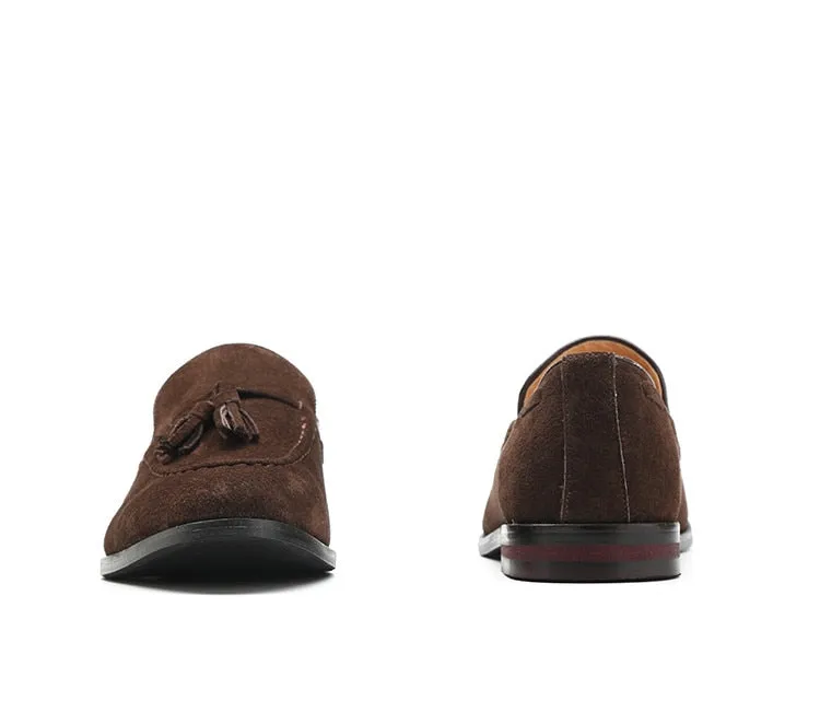 Men's Brown Suede Faux Leather Loafers