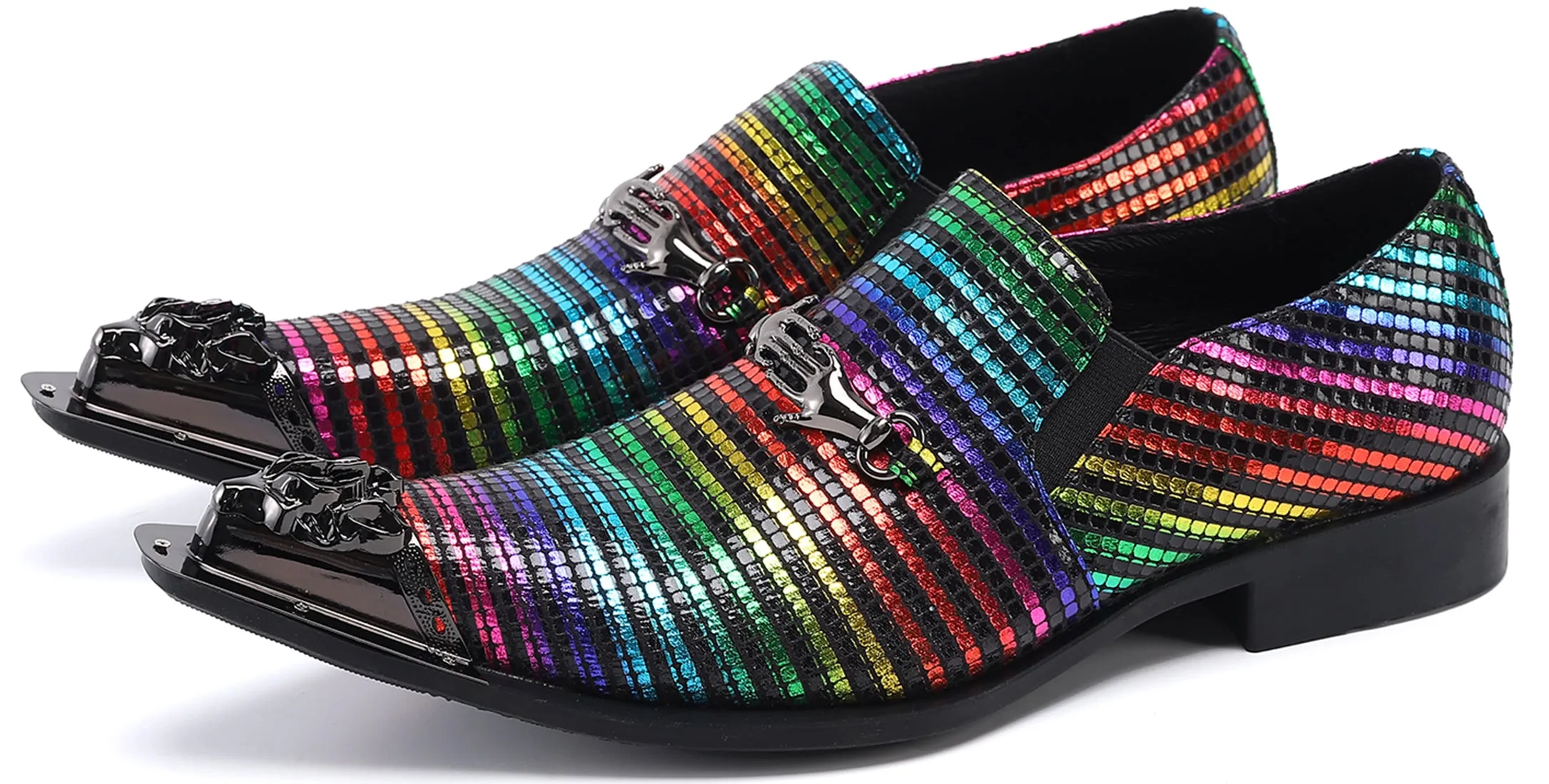Men's Colorful Metal Tip Western Loafers
