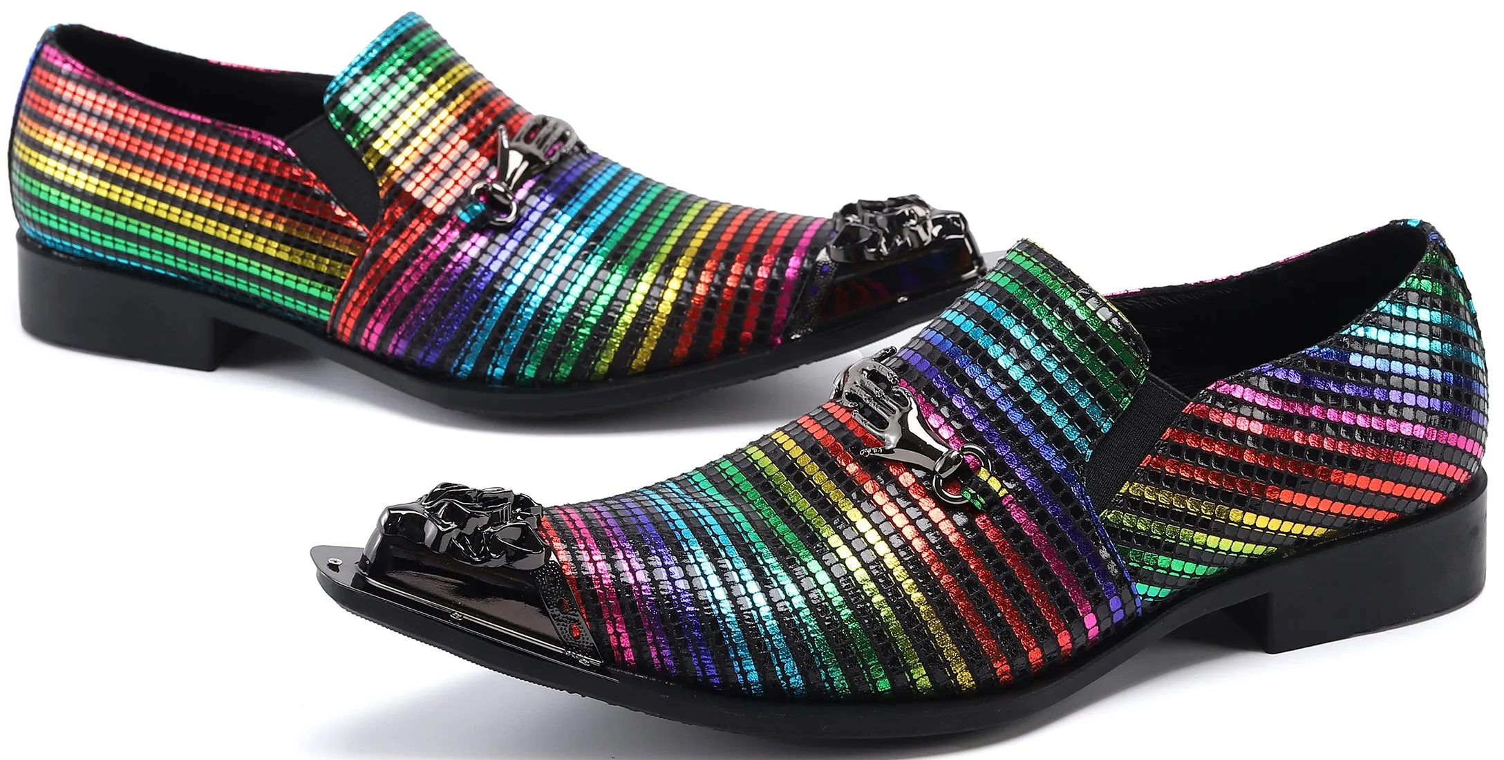 Men's Colorful Metal Tip Western Loafers