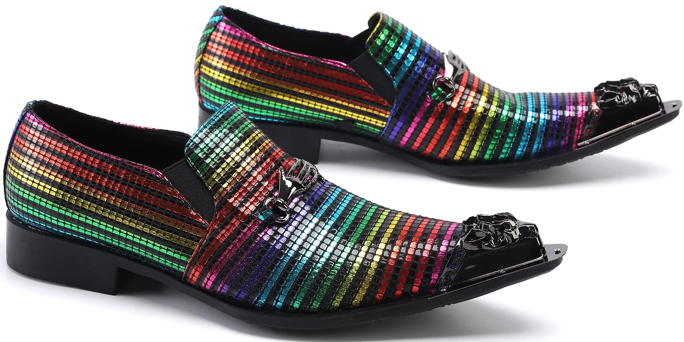 Men's Colorful Metal Tip Western Loafers