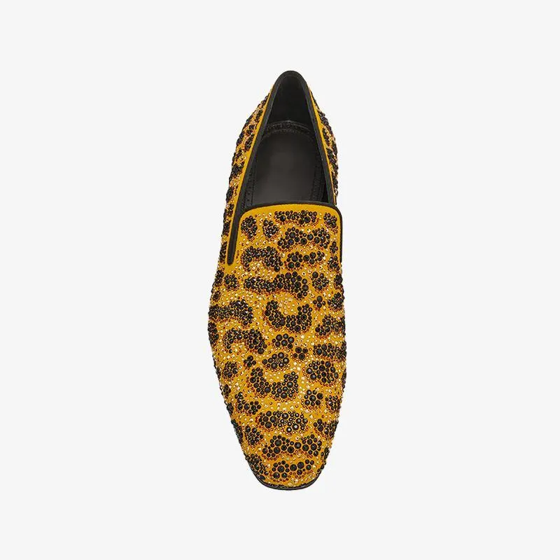 Men's Crystal-Embellished Calf Leather Loafers