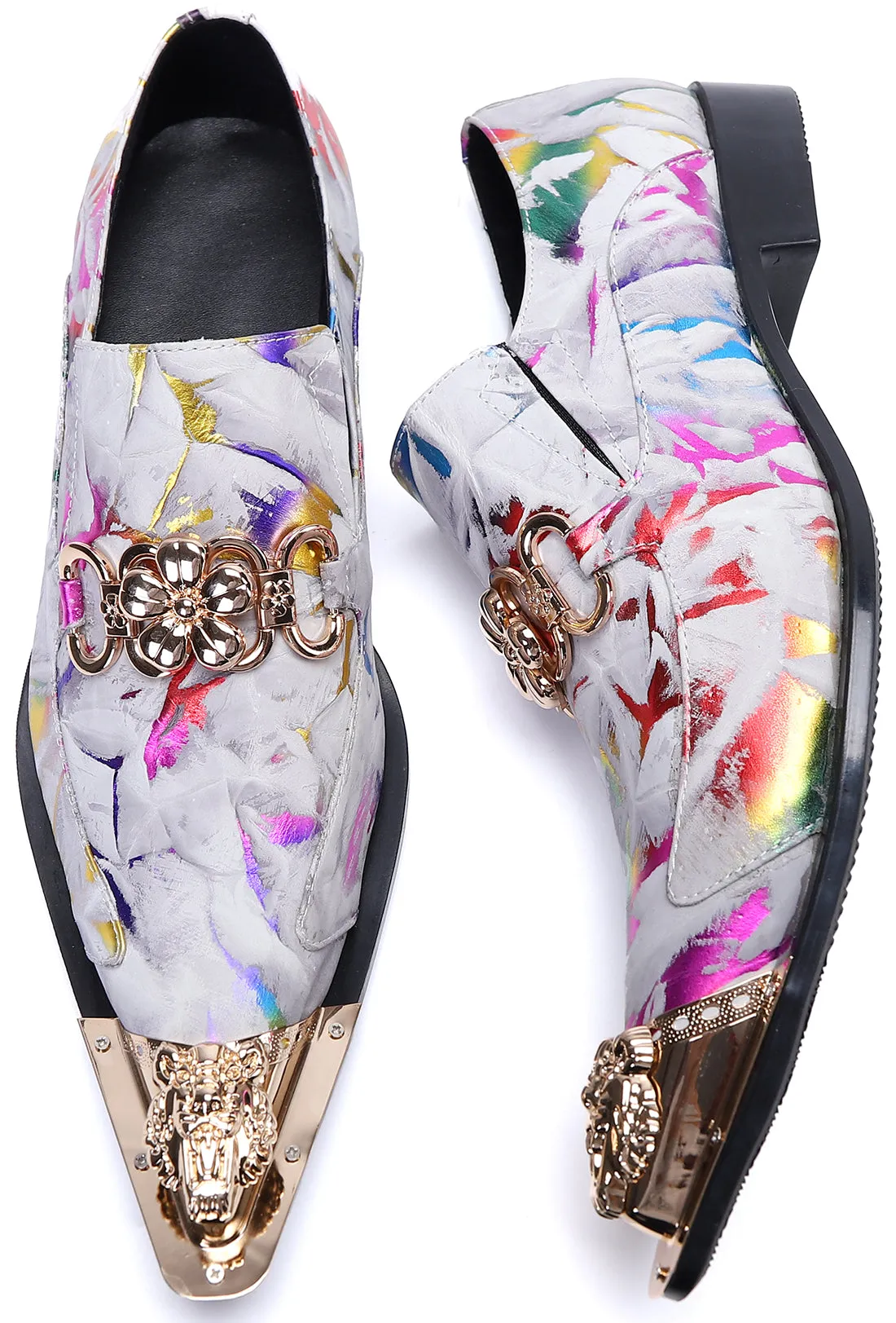 Men's Metal Tip Western Colorful Loafers