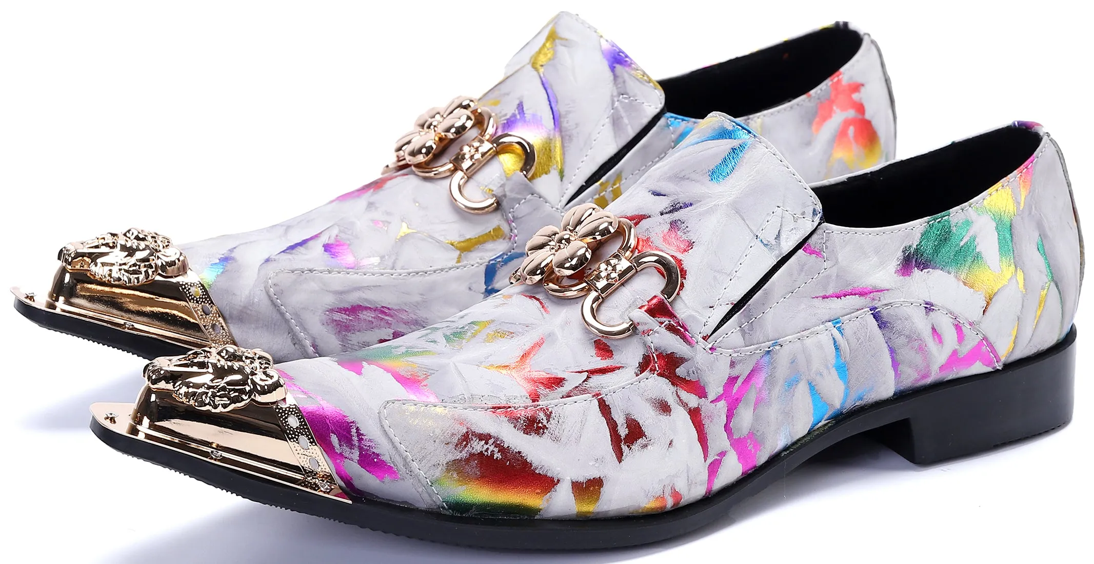 Men's Metal Tip Western Colorful Loafers
