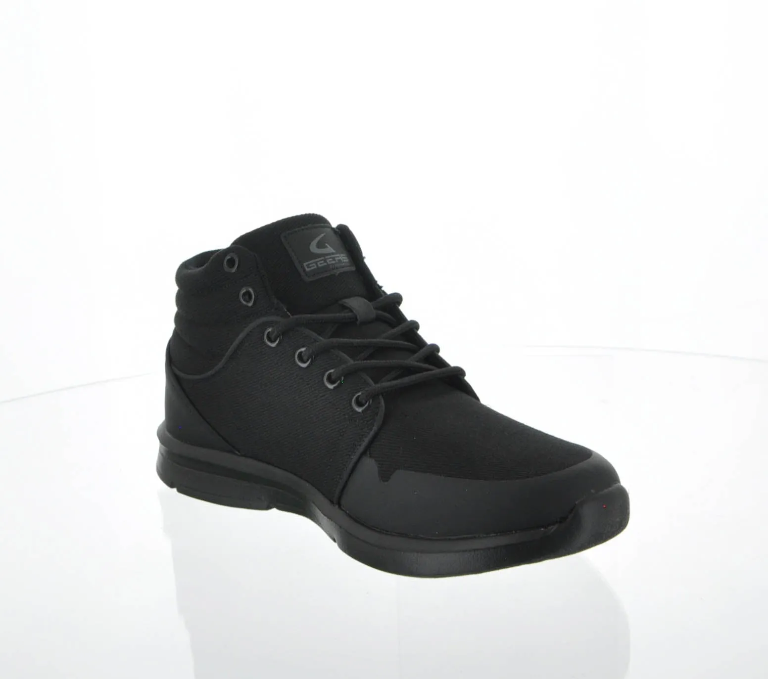 MEN'S SHOES BLACK FABRIC TENNIS SNEAKERS 1683H-M