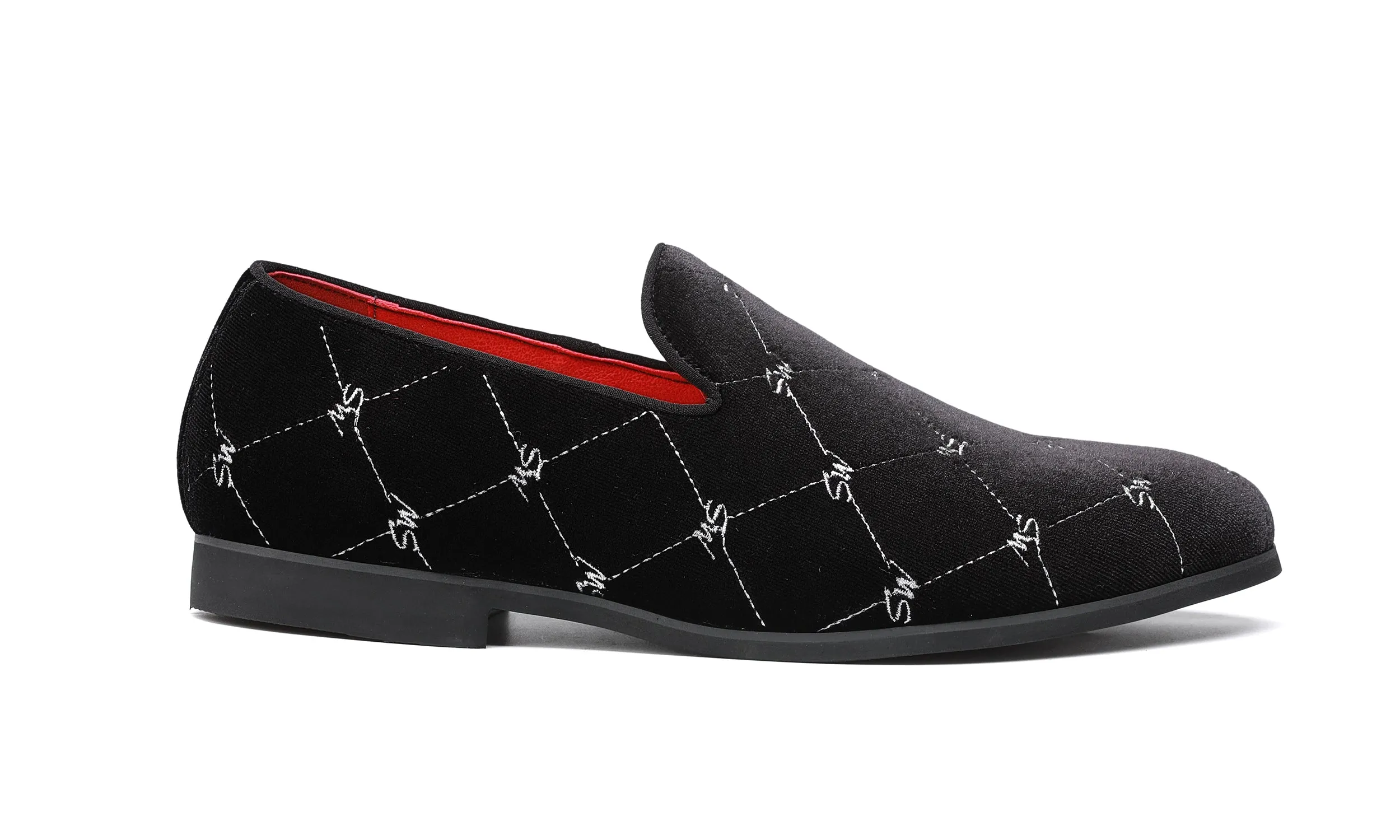 Men's Silver Stitching Velvet Loafers