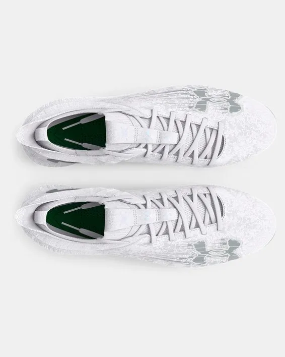 Men's UA Blur 2 MC Suede Football Cleat - White/Metallic Silver