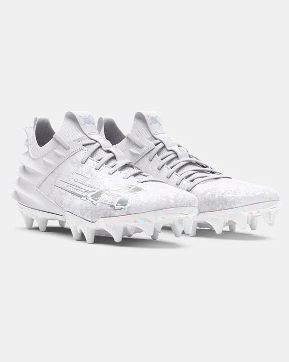 Men's UA Blur 2 MC Suede Football Cleat - White/Metallic Silver