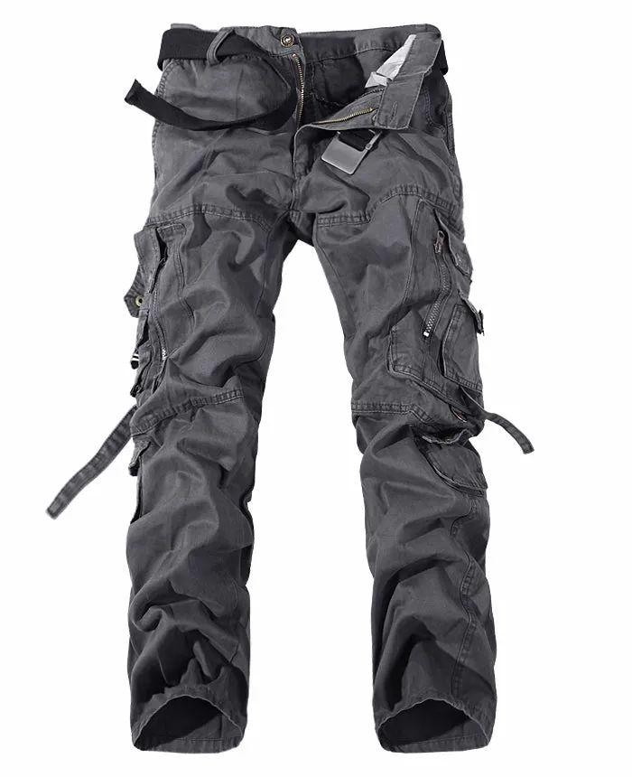 Men's Washed Multi-pocket Cargo Pants - GlamzLife