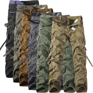 Men's Washed Multi-pocket Cargo Pants - GlamzLife