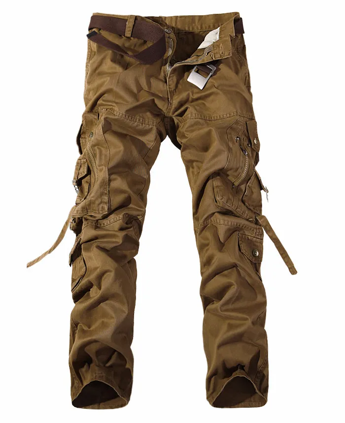 Men's Washed Multi-pocket Cargo Pants - GlamzLife