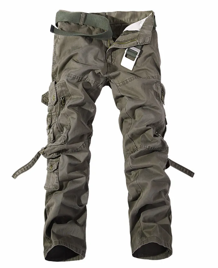 Men's Washed Multi-pocket Cargo Pants - GlamzLife
