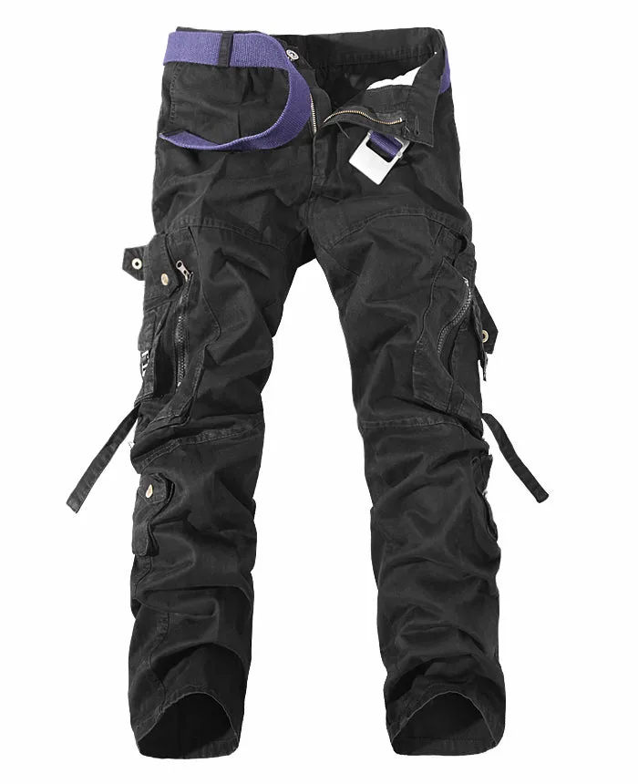 Men's Washed Multi-pocket Cargo Pants - GlamzLife