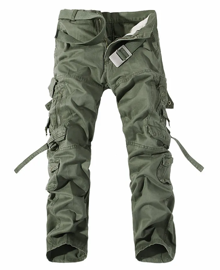 Men's Washed Multi-pocket Cargo Pants - GlamzLife