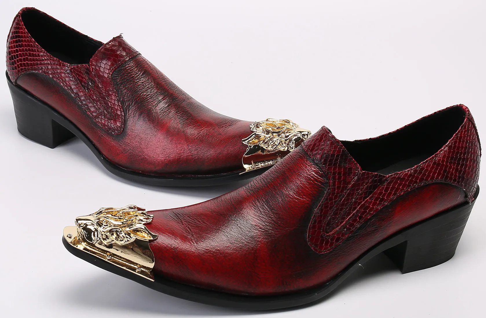 Men's Western Loafers Lion Metal Tip