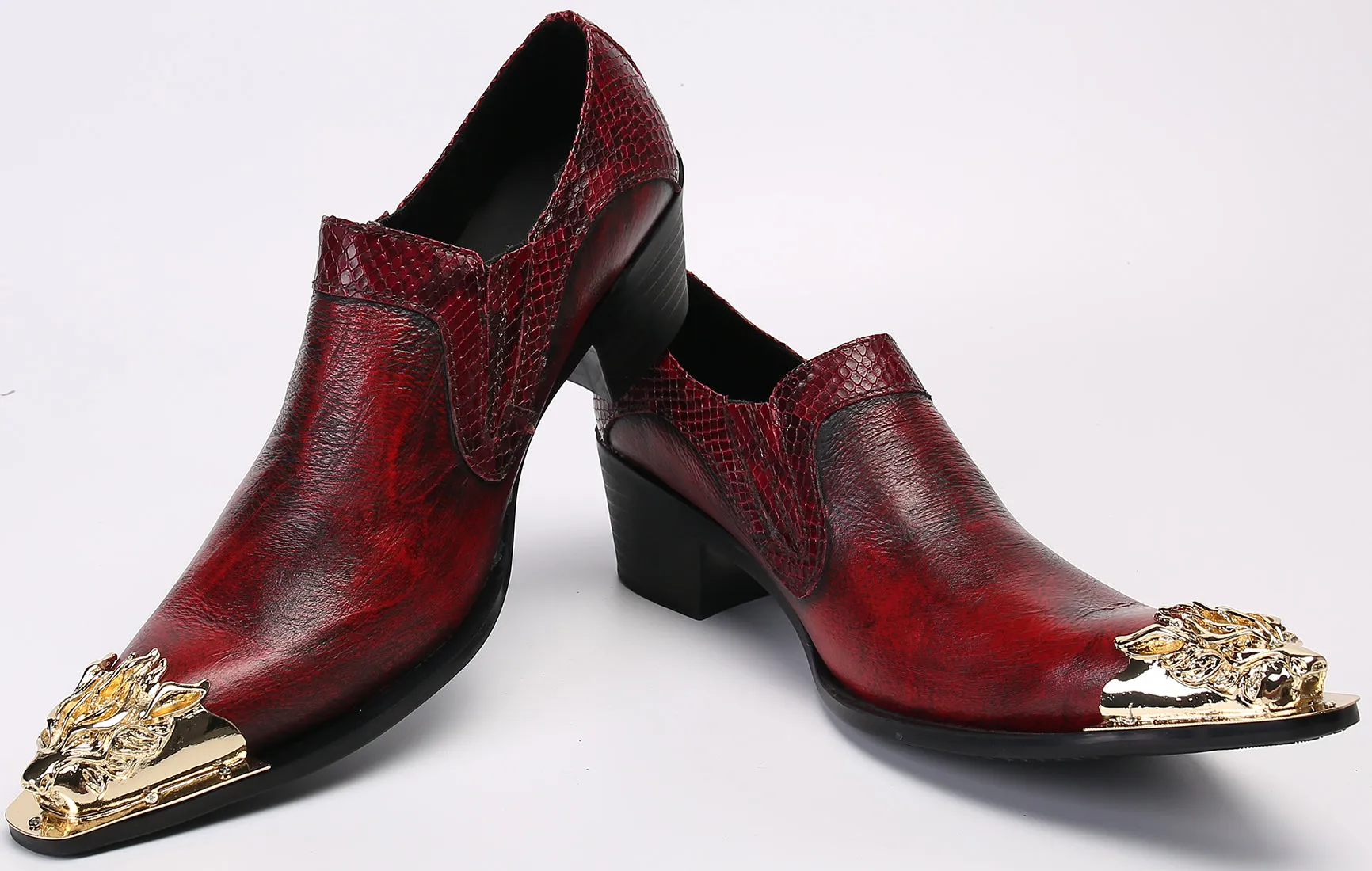 Men's Western Loafers Lion Metal Tip