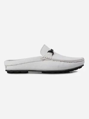 Men's White Moc Toe Buckle Mule (IX4112)