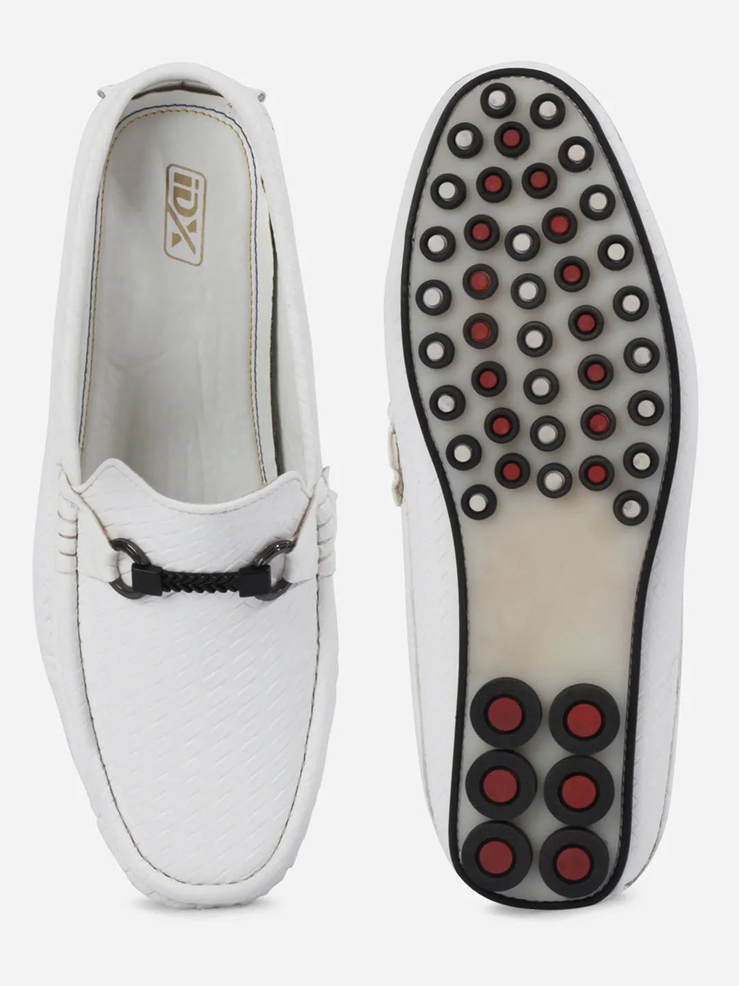 Men's White Moc Toe Buckle Mule (IX4112)