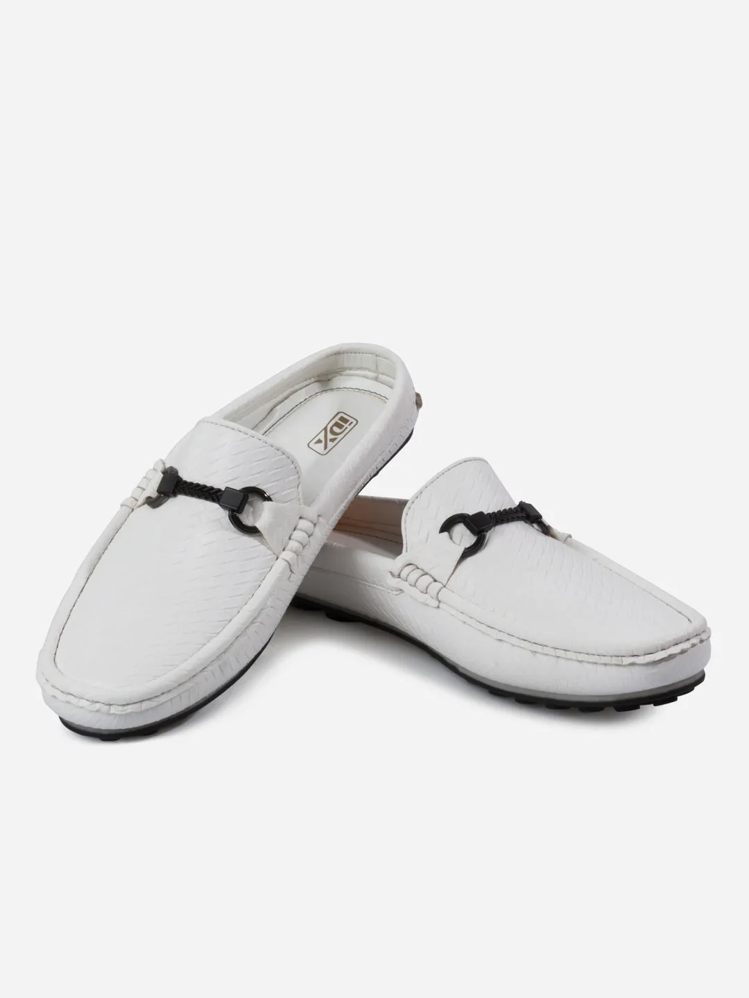 Men's White Moc Toe Buckle Mule (IX4112)