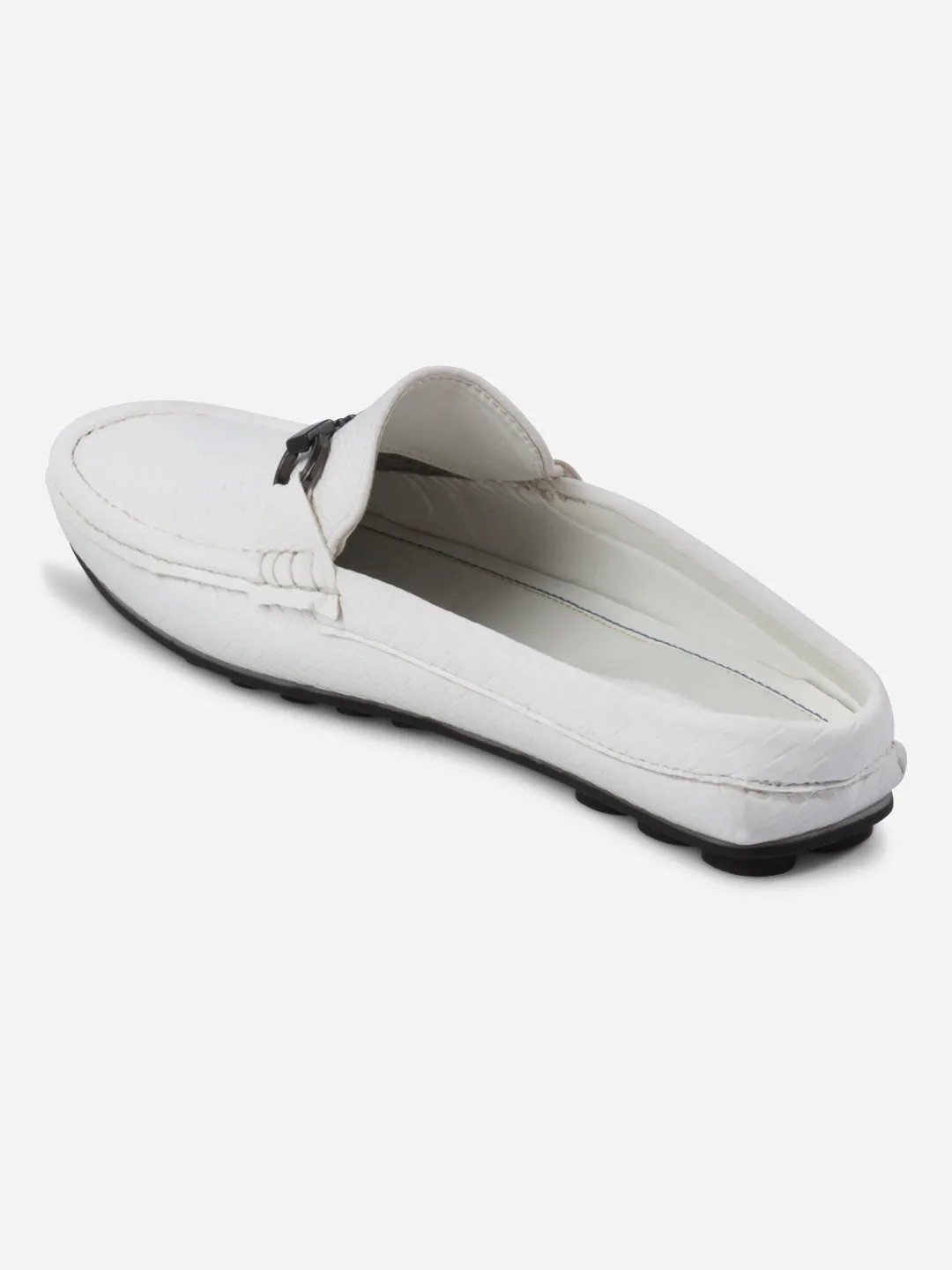 Men's White Moc Toe Buckle Mule (IX4112)
