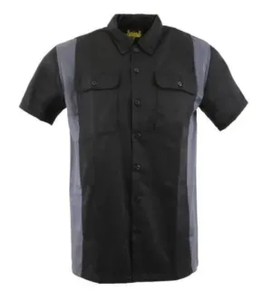 Milwaukee Leather Men's Black and Grey Button Up Heavy-Duty Work Shirt for | Classic Mechanic Work Shirt - MDM11674.01