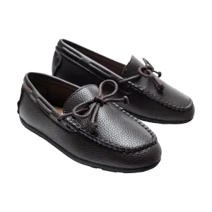 Mocha Faux Leather Laced Loafers