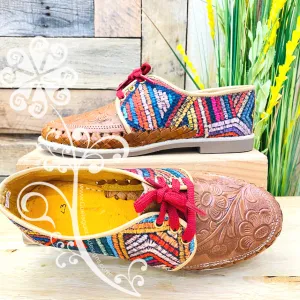 Multicolor Triangules - Loafers Artisan Leather Women Shoes