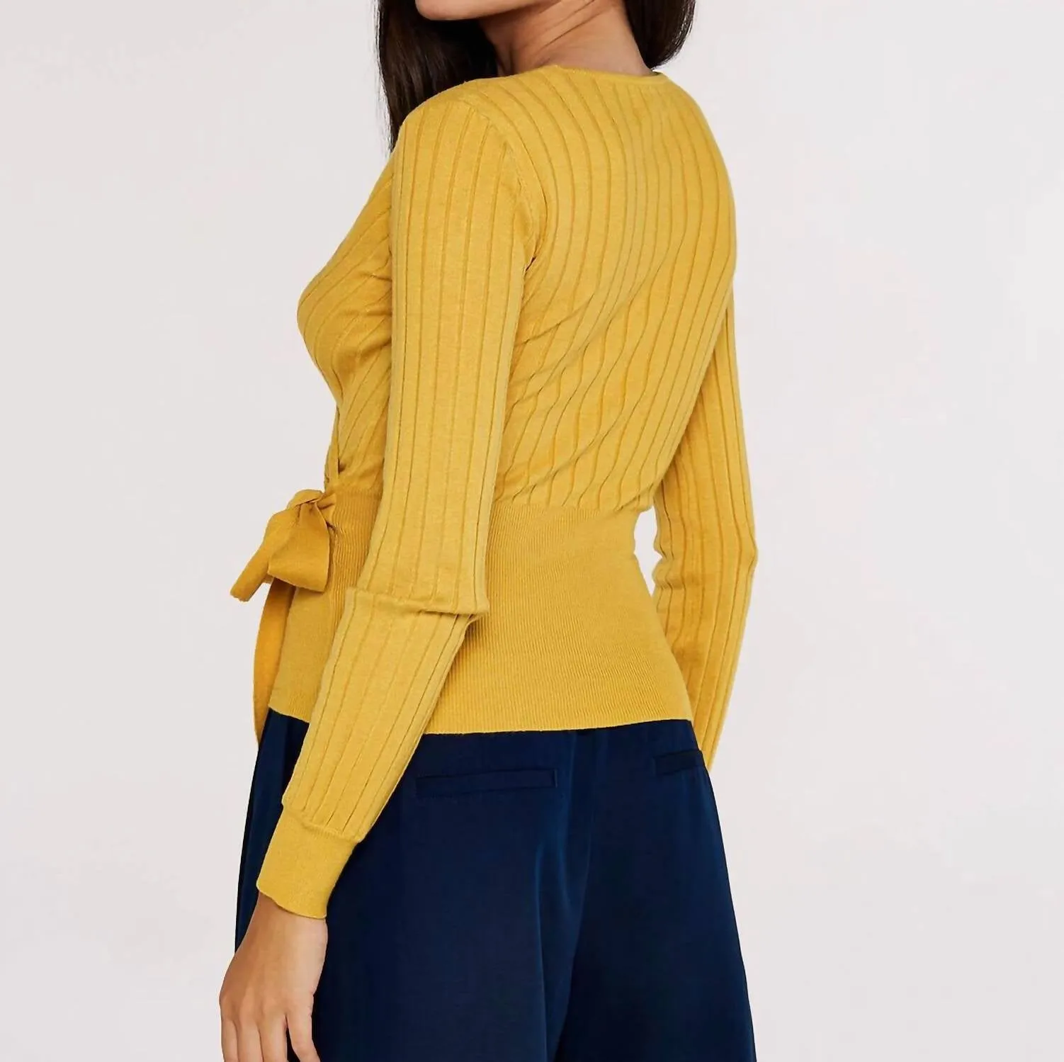 Mustard Wrap Sweater Knit In Yellow
