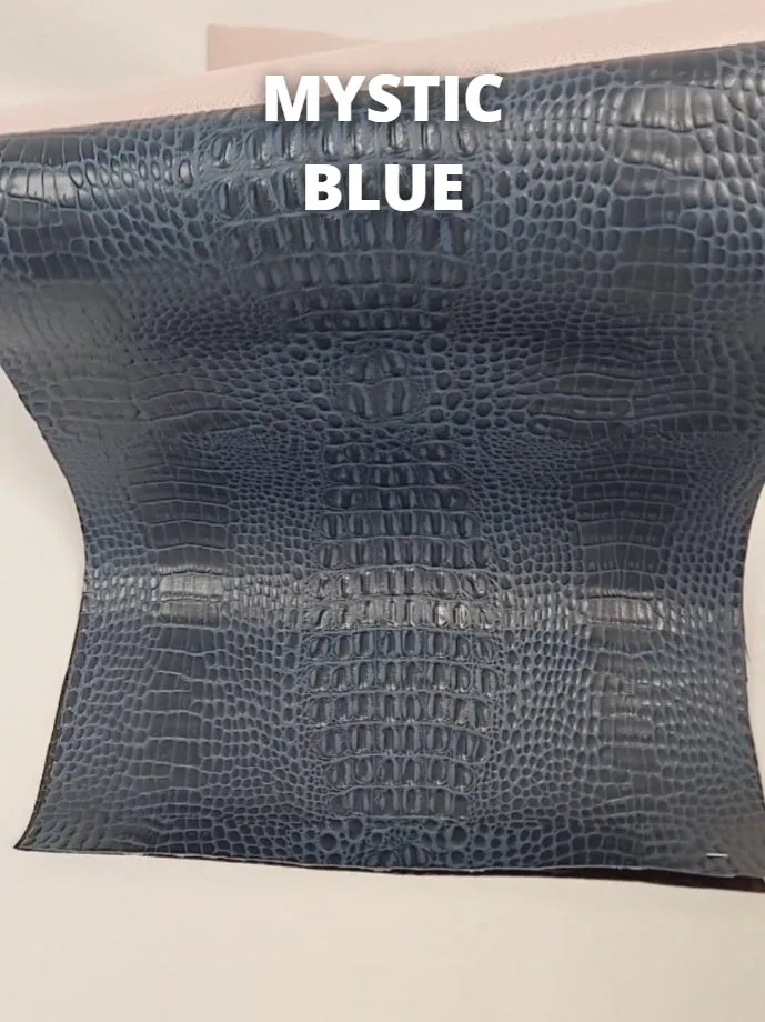 Mystic Blue Crocodile Marine Vinyl Fabric / Sold By The Yard