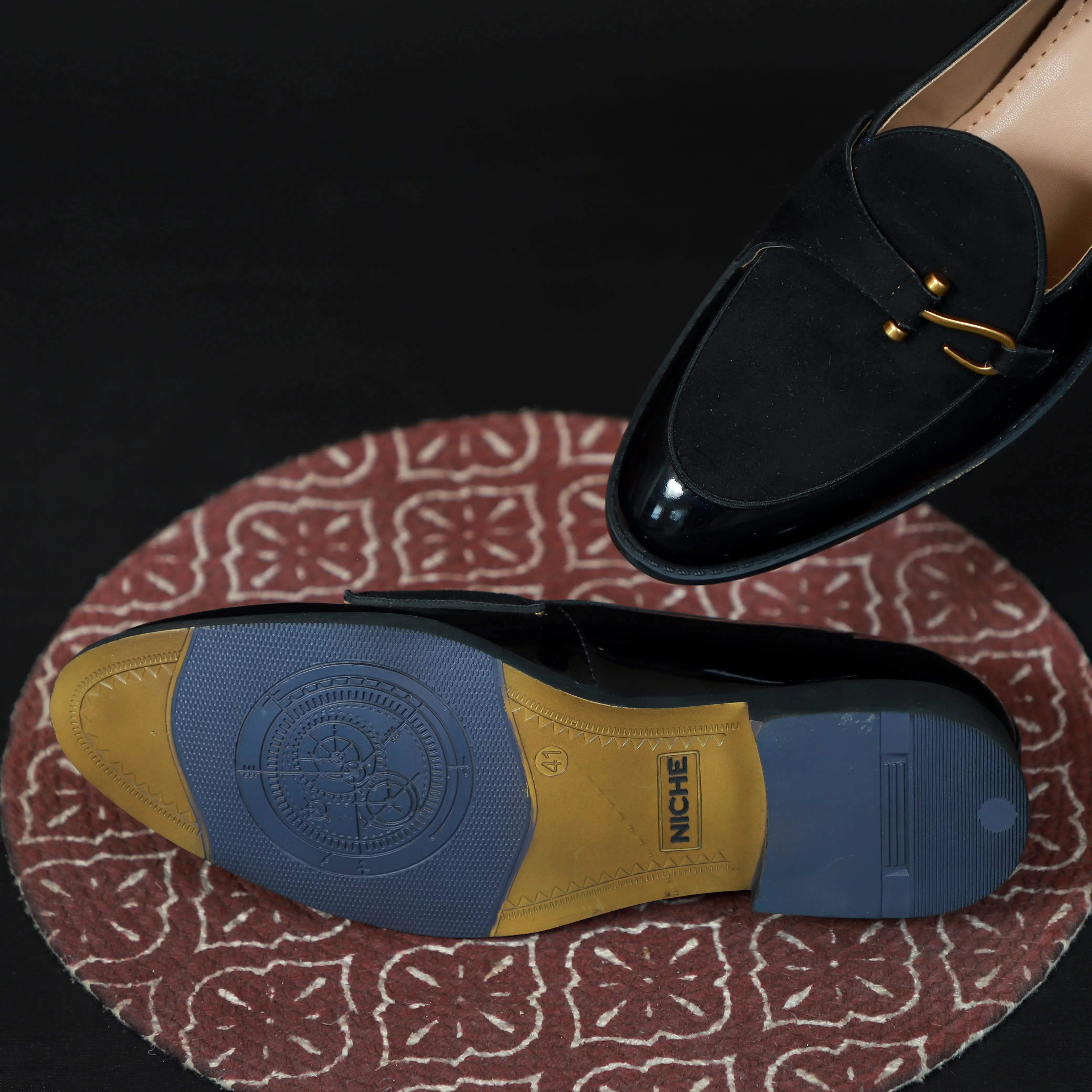 NICHE Black Patent Dazzle Hooked Loafers