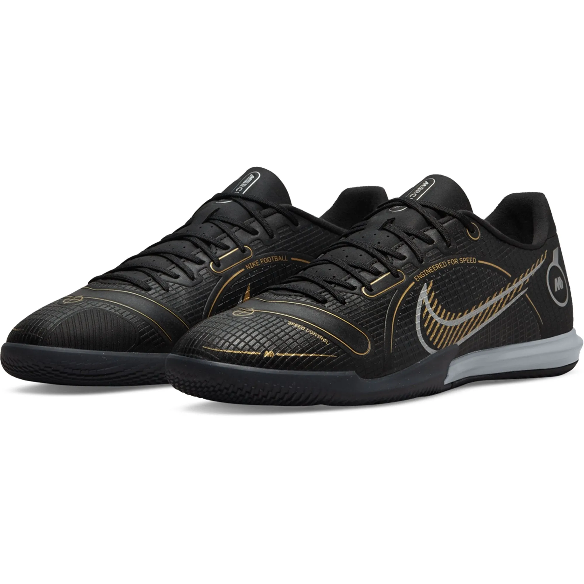 Nike Mercurial Vapor 14 Academy IC Soccer Shoes - Black/MetallicGrey/MetallicGold