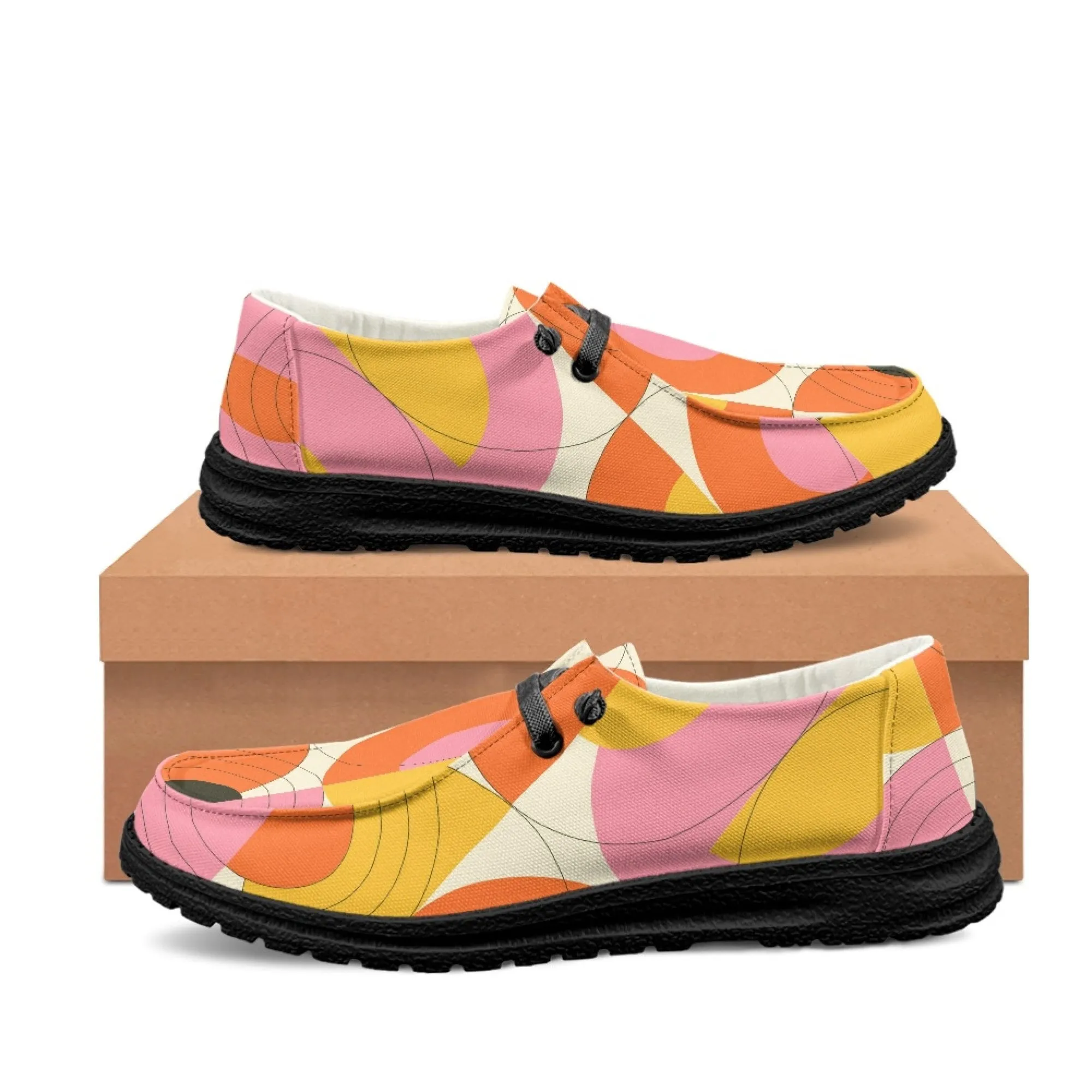 Op Art Shoes, Orange Shoes, Men's Loafers, Women's Loafers, Vintage Style Loafers, Unisex Loafers, Slip on Shoes Men, Slip On Shoes Women