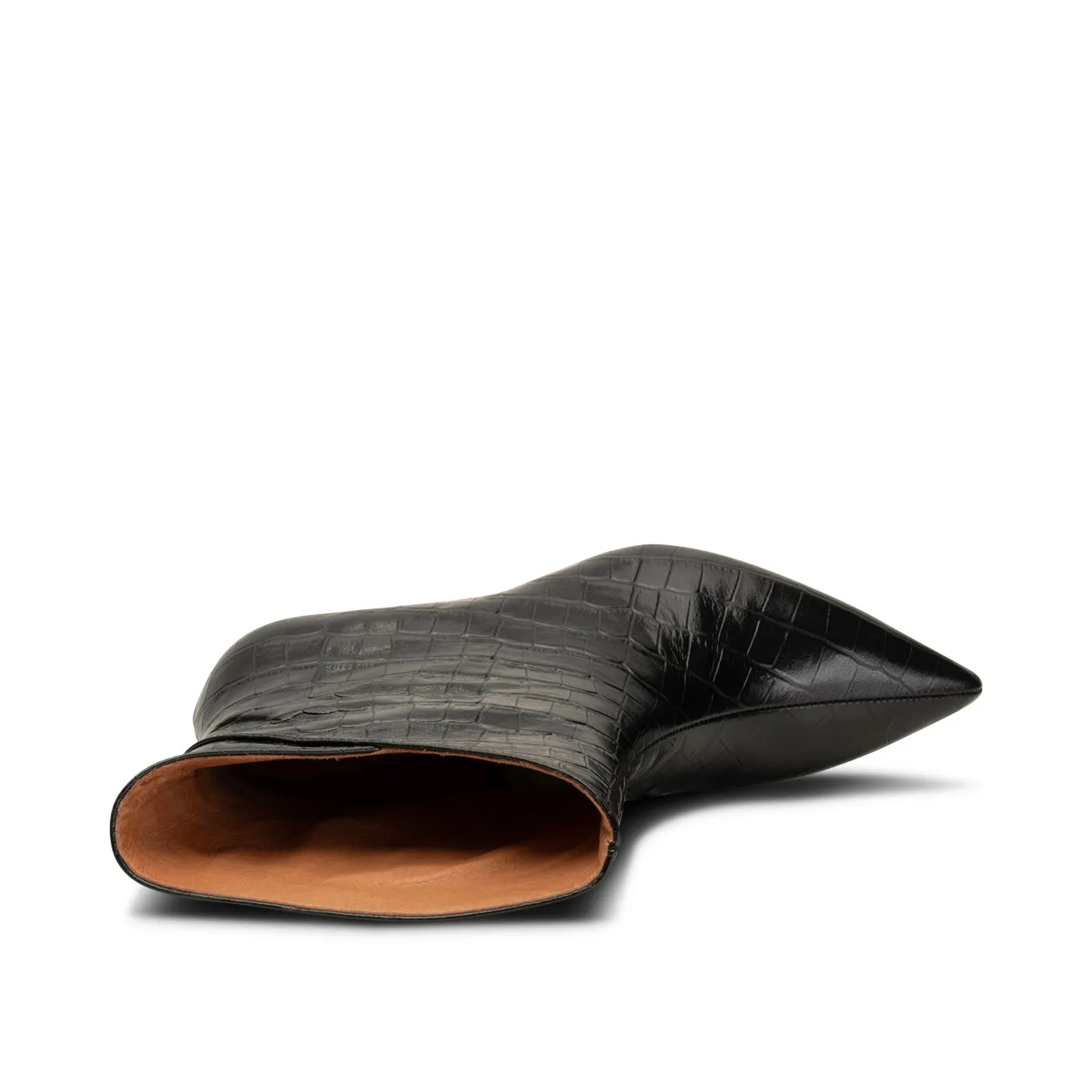 Paula støvle læder - BLACK CROCO