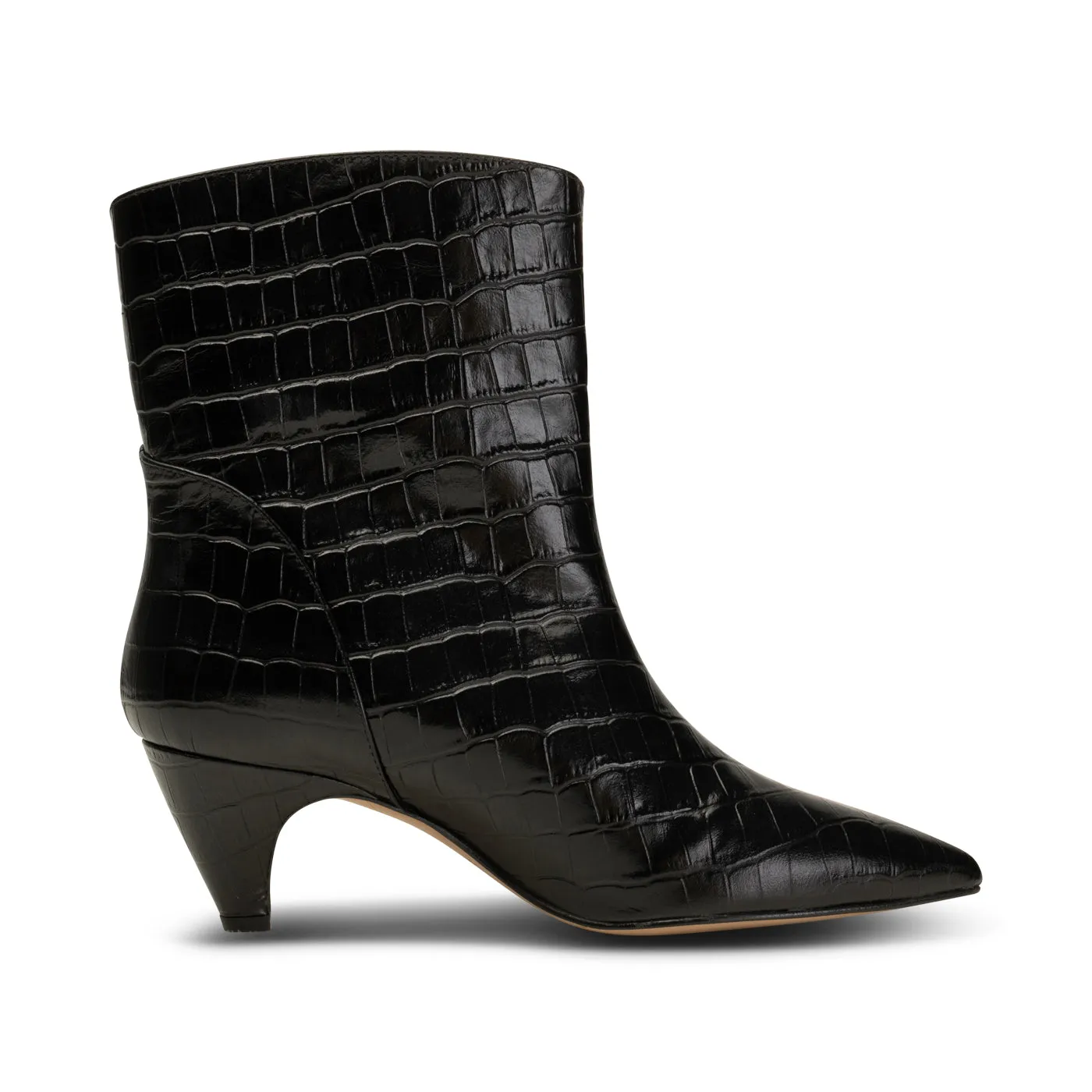 Paula støvle læder - BLACK CROCO
