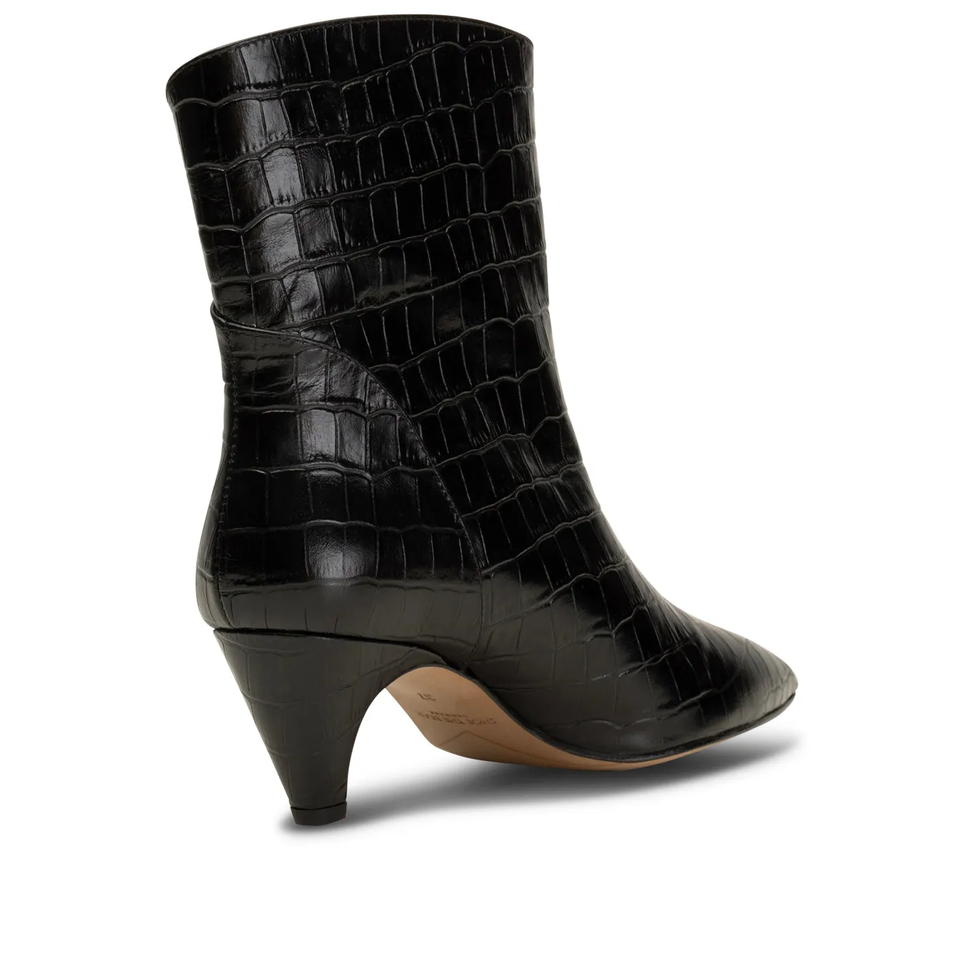 Paula støvle læder - BLACK CROCO