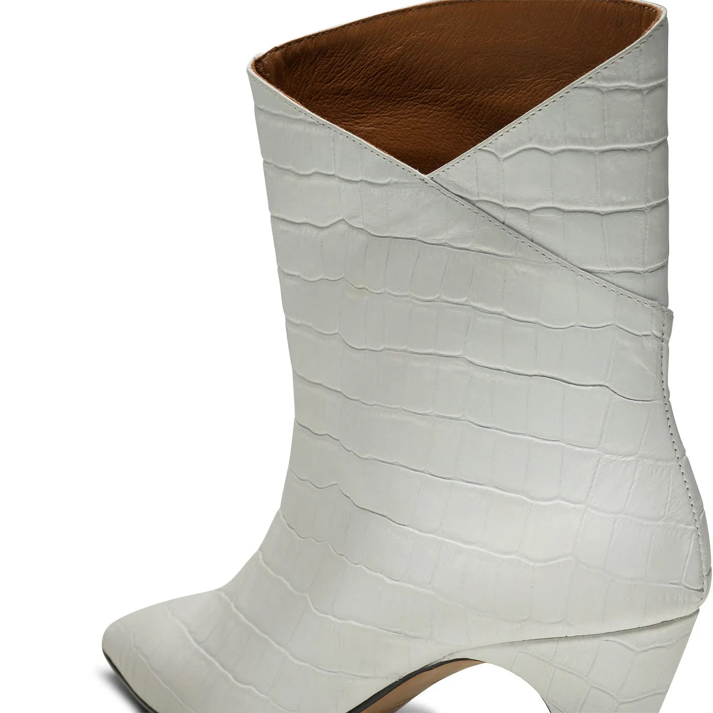Paula støvle læder - OFF WHITE CROCO