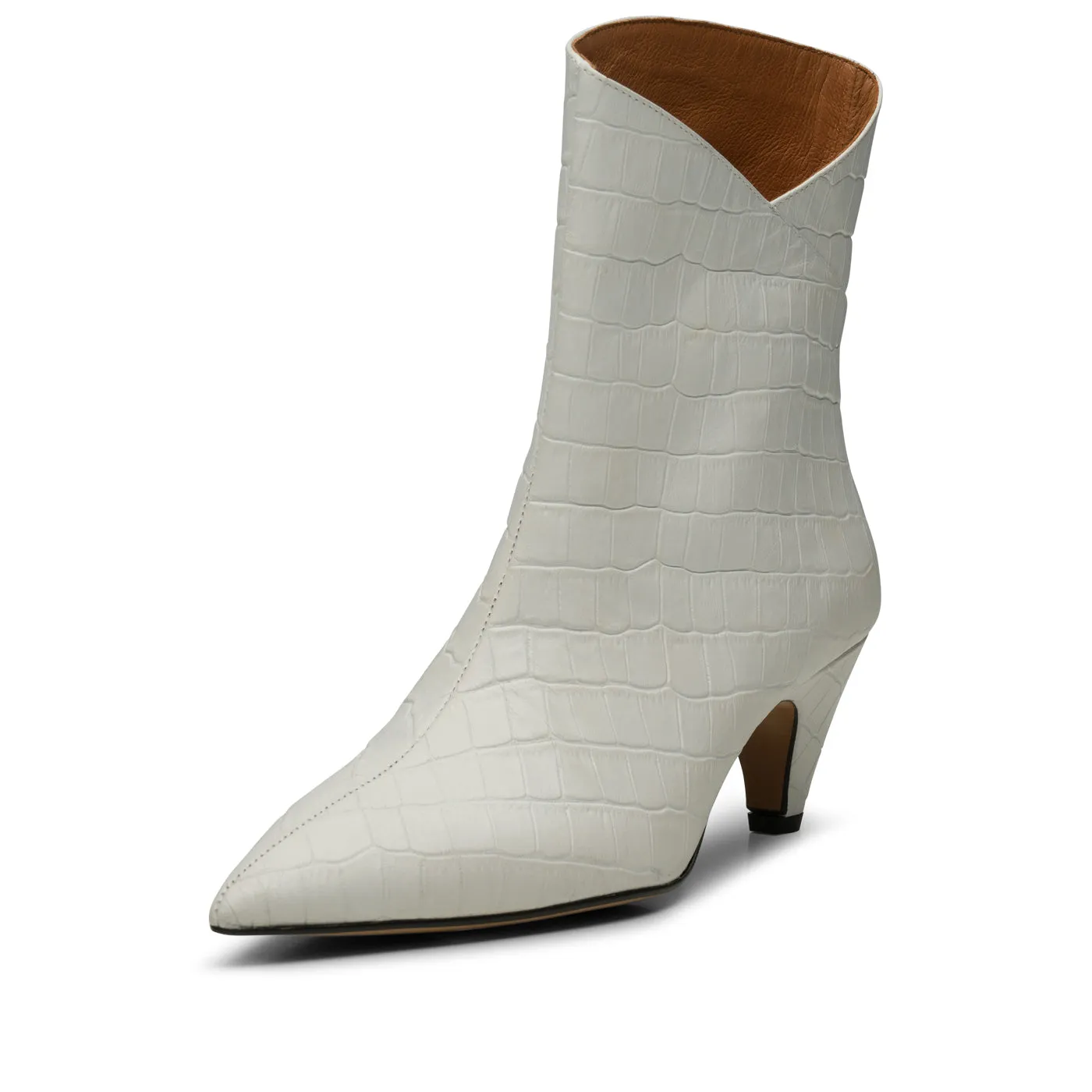Paula støvle læder - OFF WHITE CROCO