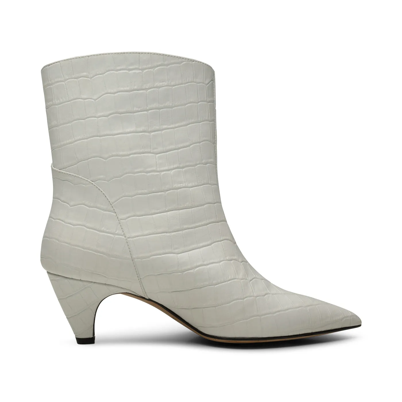Paula støvle læder - OFF WHITE CROCO