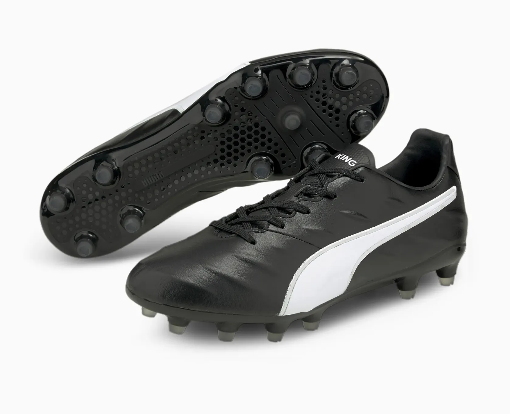 Puma King Pro21 Firm Ground Soccer Cleat - Puma Black/Puma White