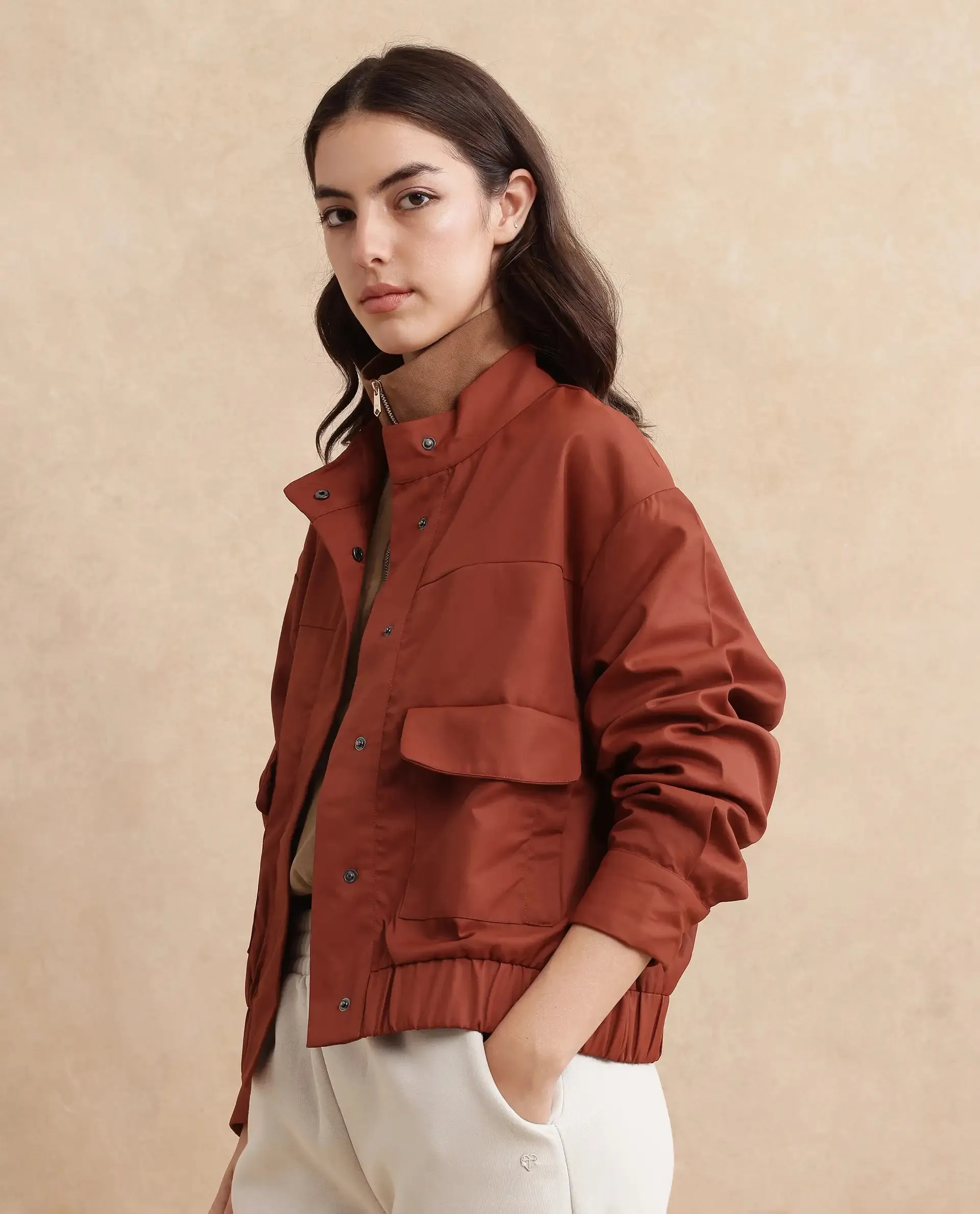 Rareism Women Rukks Rust Plain Jacket