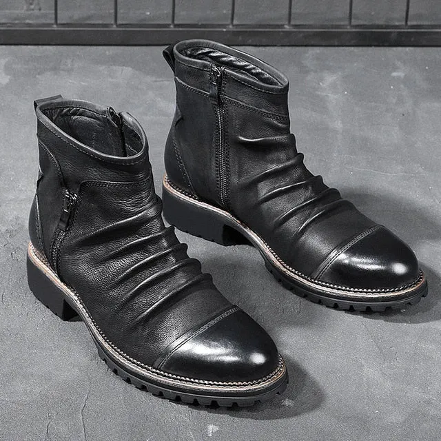 Retro Style Zippered Breathable Men Ankle Boots