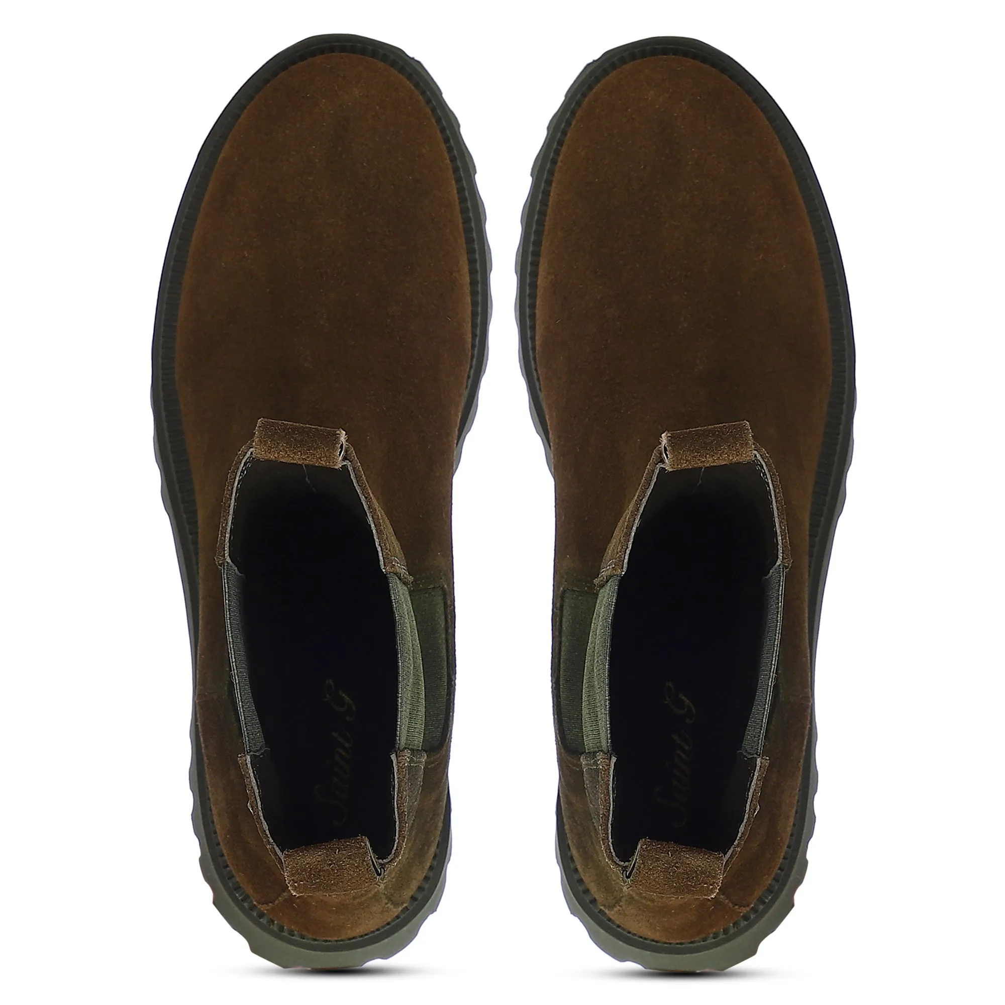 Saint Paolina Bosco Green Suede Leather Boots