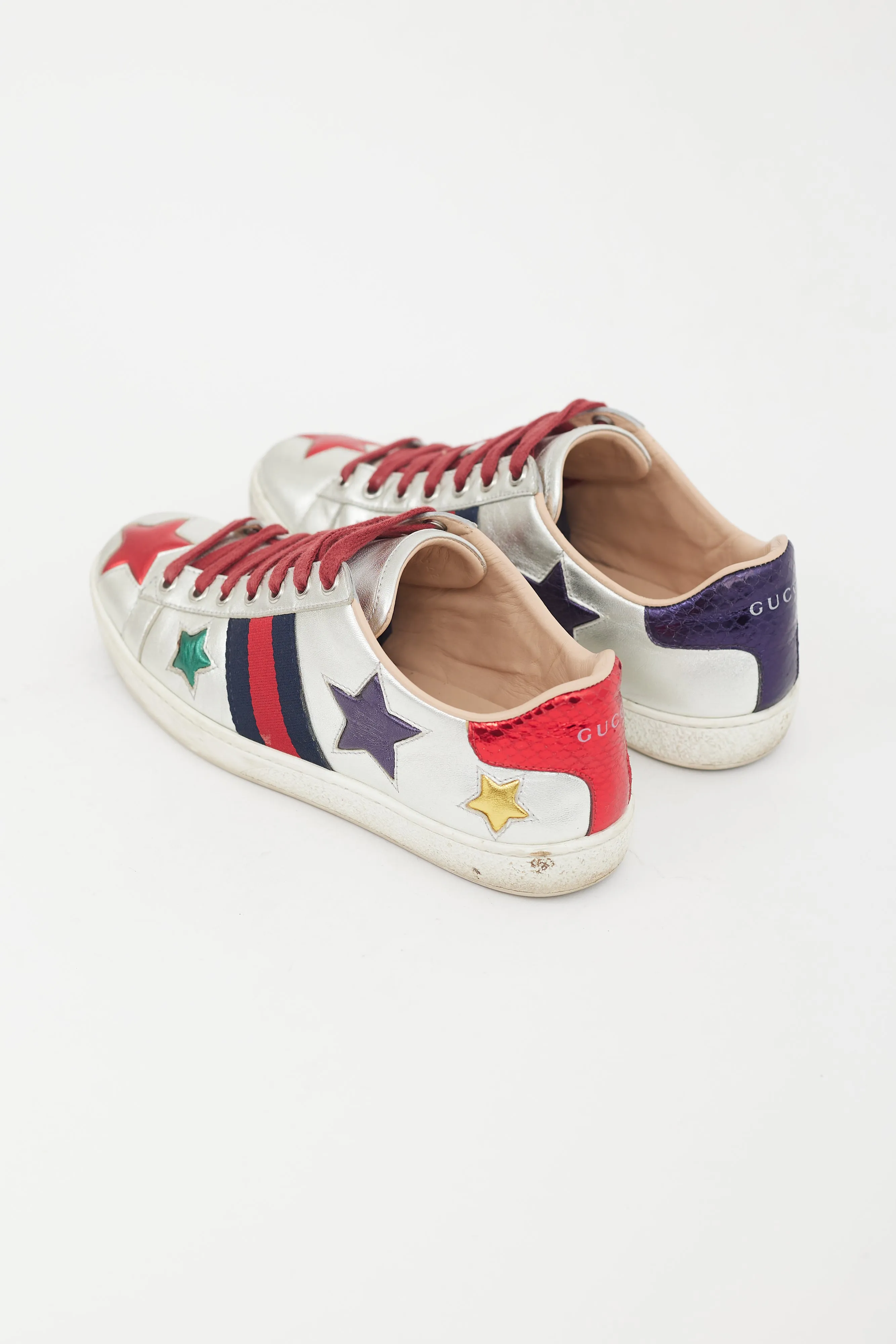 Silver Metallic Leather Star Ace Sneaker