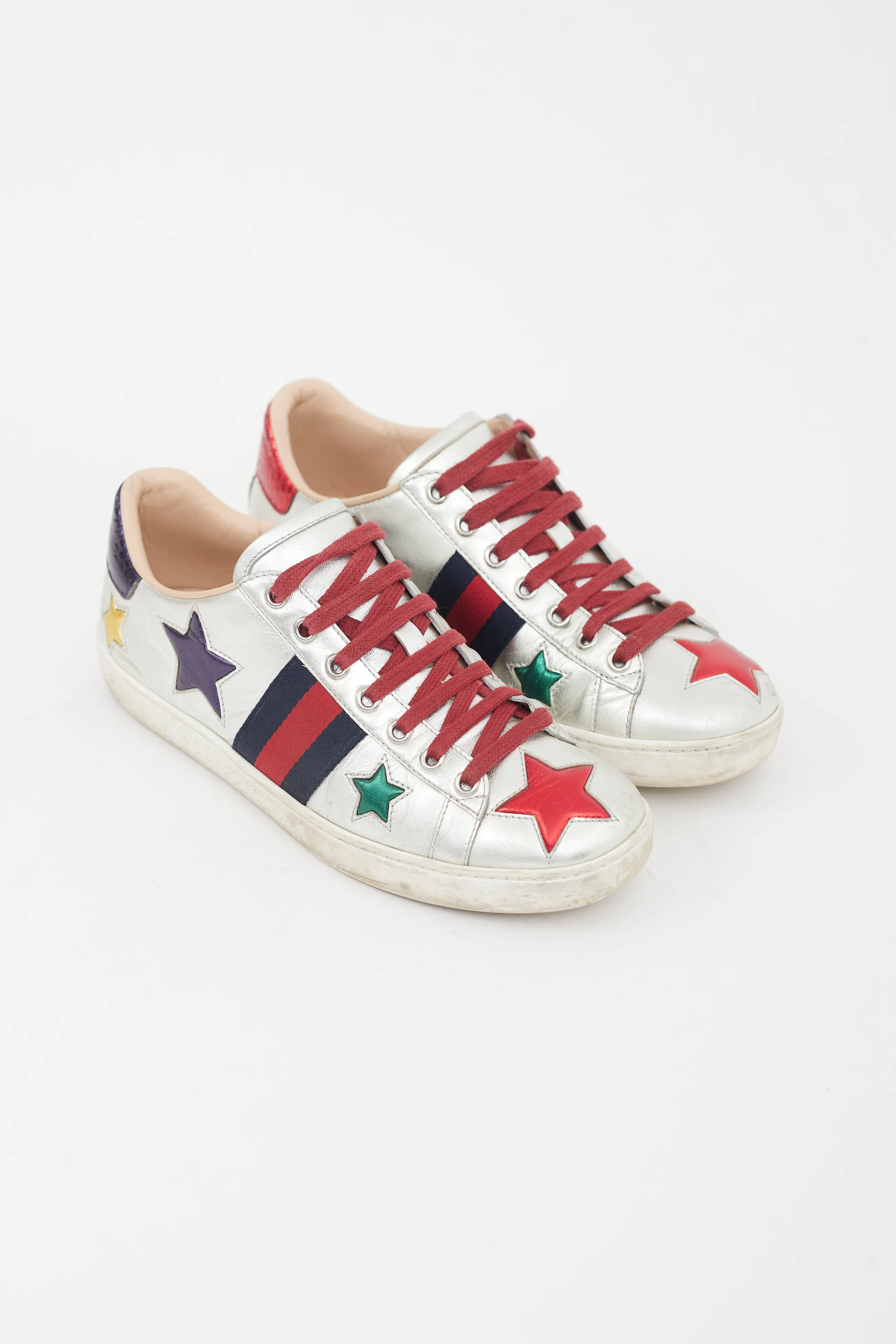 Silver Metallic Leather Star Ace Sneaker