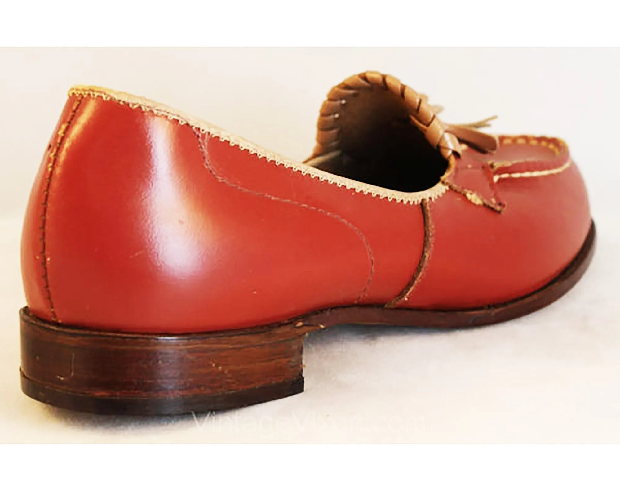 Size 6.5 1940s Shoes - Roan Brown Leather Loafers by Campus Pups - 6 1/2 Hollywood Tomboy Style Casual Shoe - 40s Preppie - As Is Deadstock
