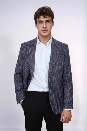 Slim Fit Patterned Sport Purple Men Blazer - Wessi